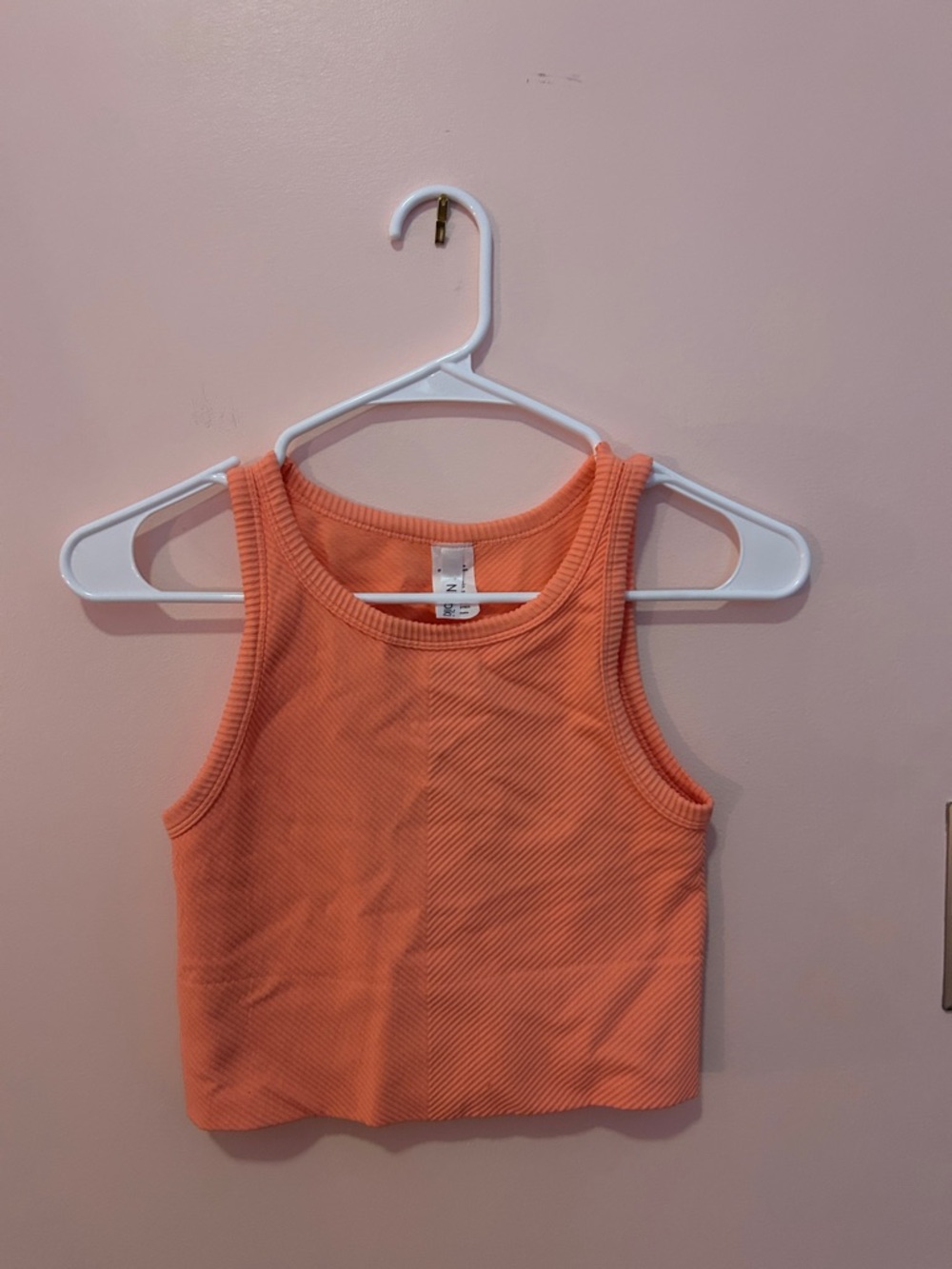 Nikibiki Ribbed Cropped Tank Top - Coral Orange